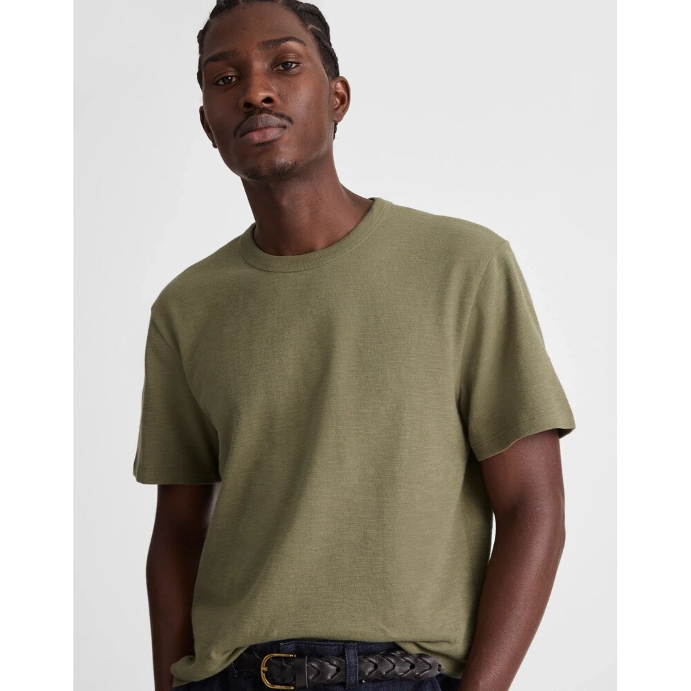Madewell T-Shirt Mens L Olive Green Heavyweight Slub Knit Tee Cotton Crew NWT - Picture 7 of 12